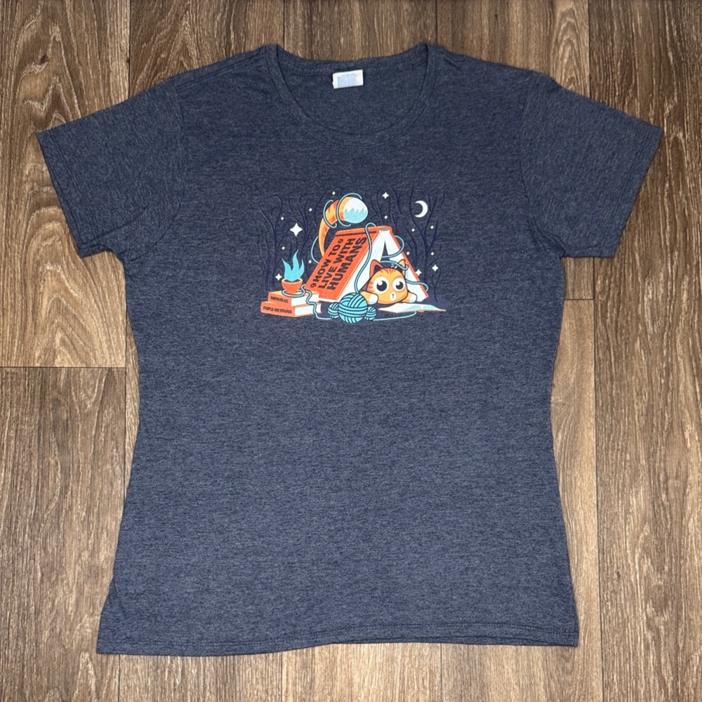 Port & Company Grey Cat Graphic Tee Women’s Size Medium